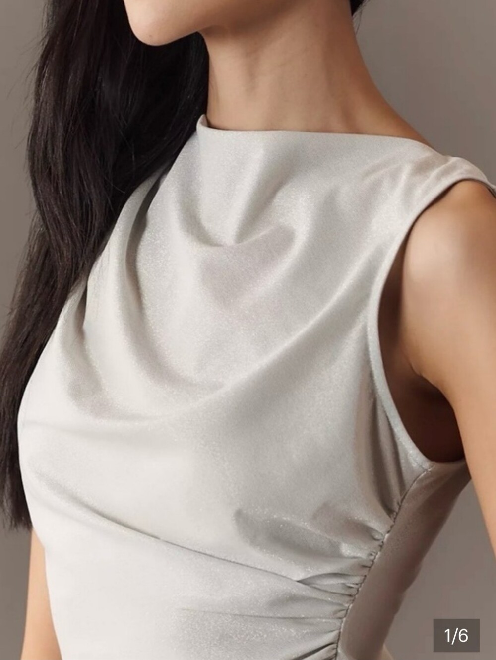 NWT Dolan Silver Sleeveless Drape Neck Top